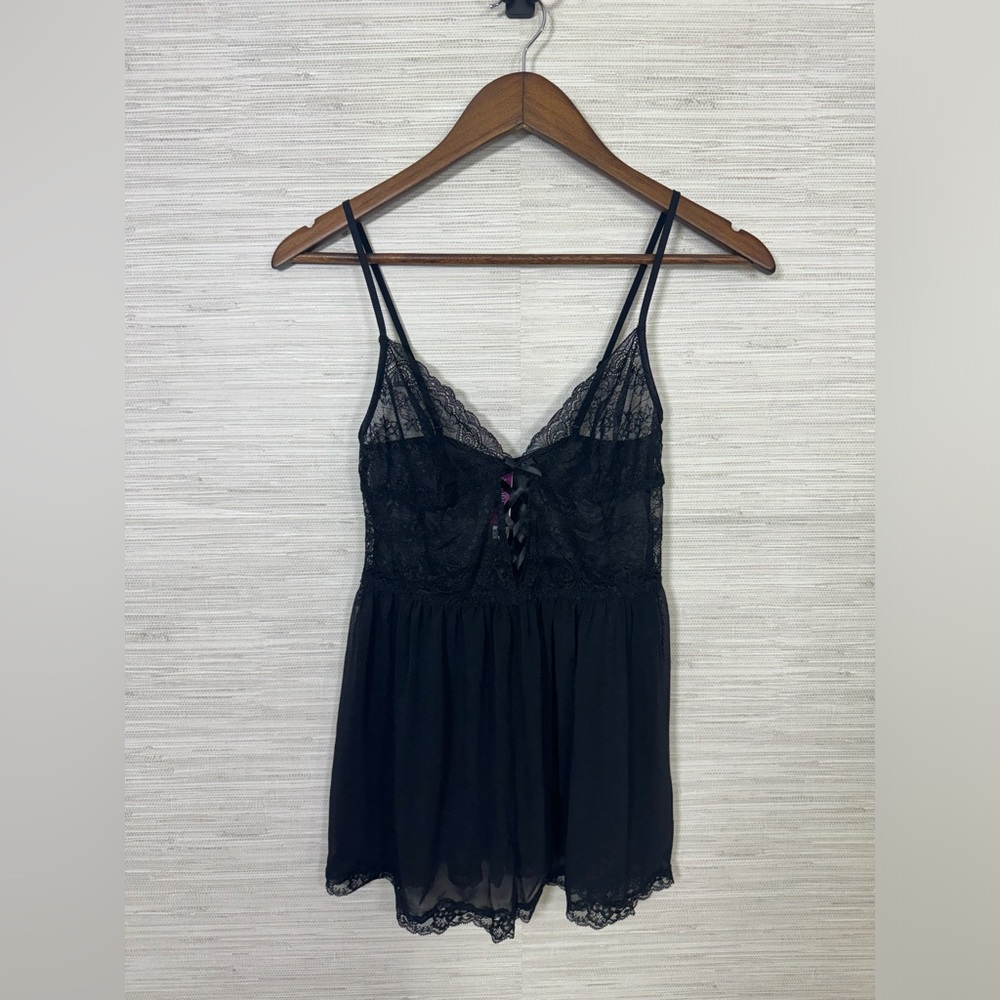 Adore Me Black Lace Risqu Baby Doll Top